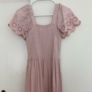 Madewell Dress in Soft Pink with Eyelet Sleeves